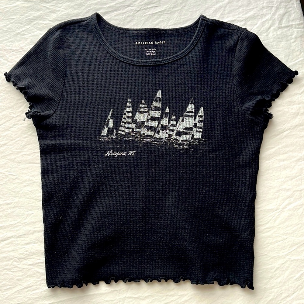 American Eagle Women’s Black Crop Top Knit Shirt XS